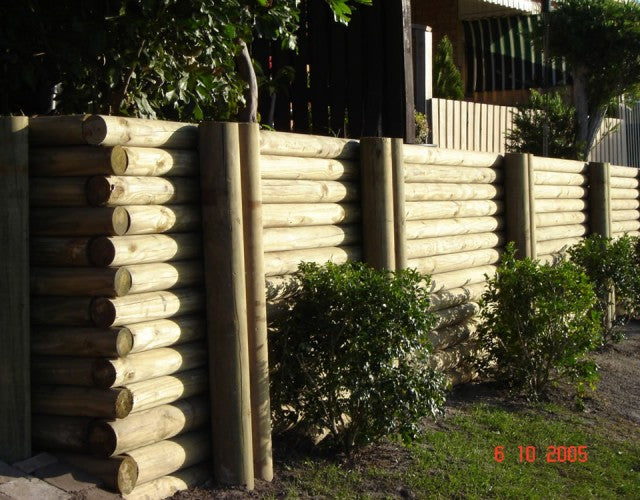 Durable Pine Log Wall Replacement for Waterfront Unit Complex in Gold Coast