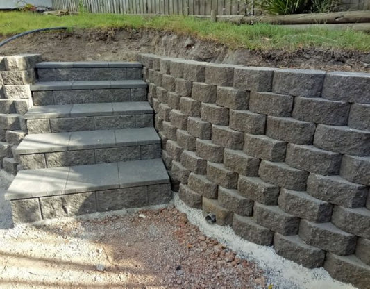 Adbri Windsor Concrete Block Wall with Paver Steps in Benowa, Gold Coast