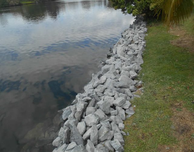 Rip Rap Rock Armouring for Lakeside Property in Benowa, Gold Coast